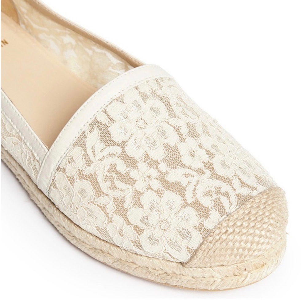 STUART WEITZMAN CREAM LACE FLAT COTTON Loafers